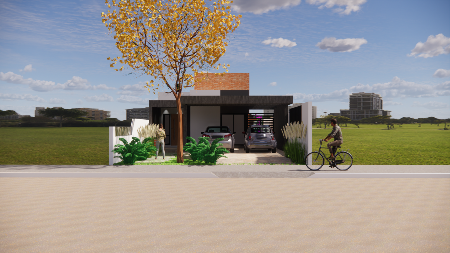 Projeto de arquitetura residencial. Uma casa térrea com aproximadamente 120 metros quadrados na cidade de Pelotas