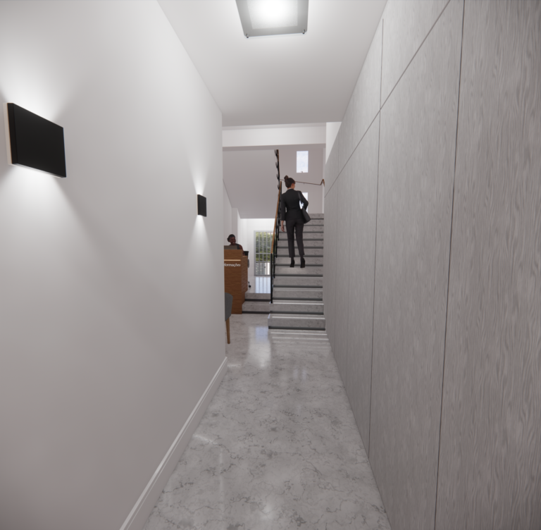 Circulação do hall de entrada do edifício MN